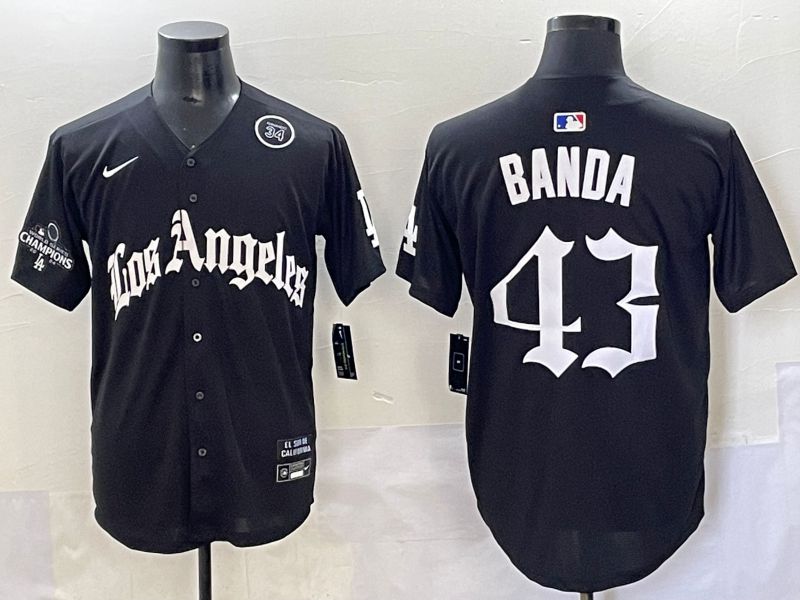 Men 2025 Los Angeles Dodgers #43 Banda Black Five generations Joint Name Nike MLB Jersey style 11